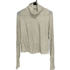 NWOT Everly Cowl Neck Sweater Tan and Cream Large